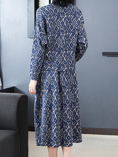 Wool High Collar Long Sleeve Two-Piece Dress
