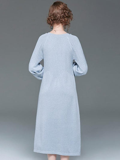 Fashion Twist Knit Stitching Paillette Sweater Dress