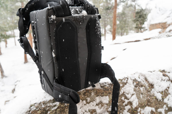 Back of Companion pack, showing the airflow channels and padding