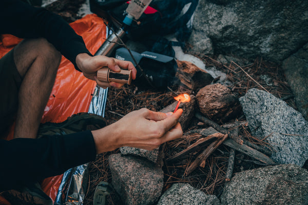 Waterproof matches being used