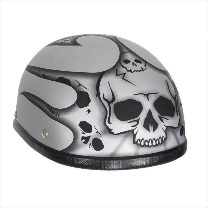 Motors German Novelty Motorcycle Helmet Horned Skeleton Matte Blue and