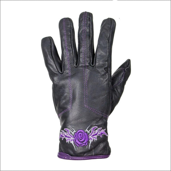 purple leather gloves womens