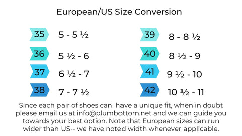 European to US women's shoe size chart