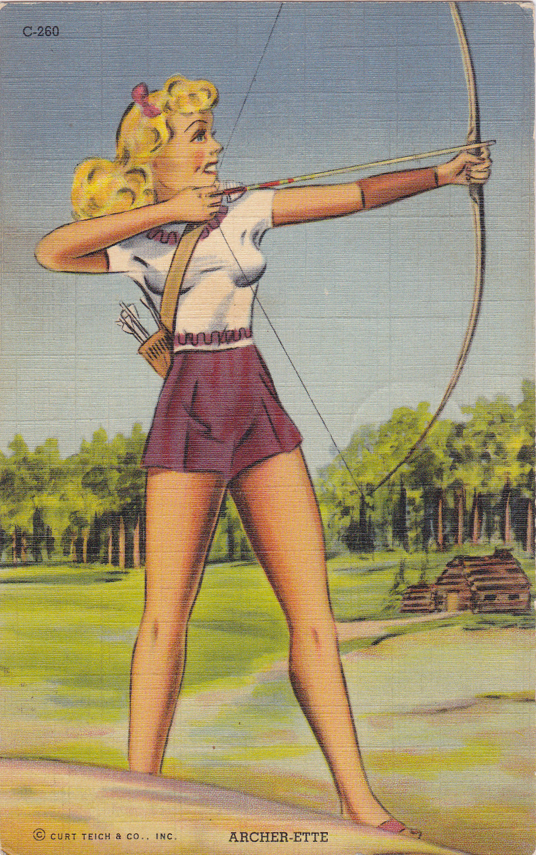 Archer-ette- Pin-up Postcard – Ephemera Obscura Collection