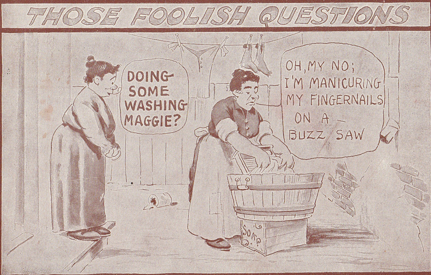 Buzz Saw Manicure - Foolish Questions - Postcard, c. 1910 – Ephemera ...