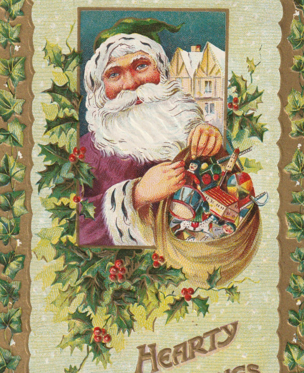 Hearty Greetings from Santa - Postcard, c. 1910s – Ephemera Obscura ...