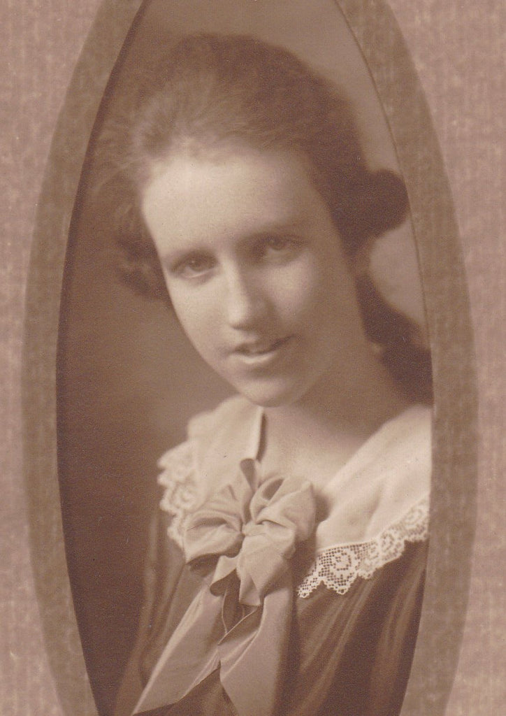 Tender Heart- 1920s Antique Photograph- Beautiful Young Woman- Barber Studio, Denver- Soft Focus- Sepia Portrait- Photo