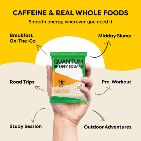 Caffeine and real whole foods combined in a energy bar can help you boost your energy levels