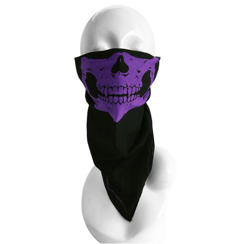 Black & Purple Half Skull Face Bandana