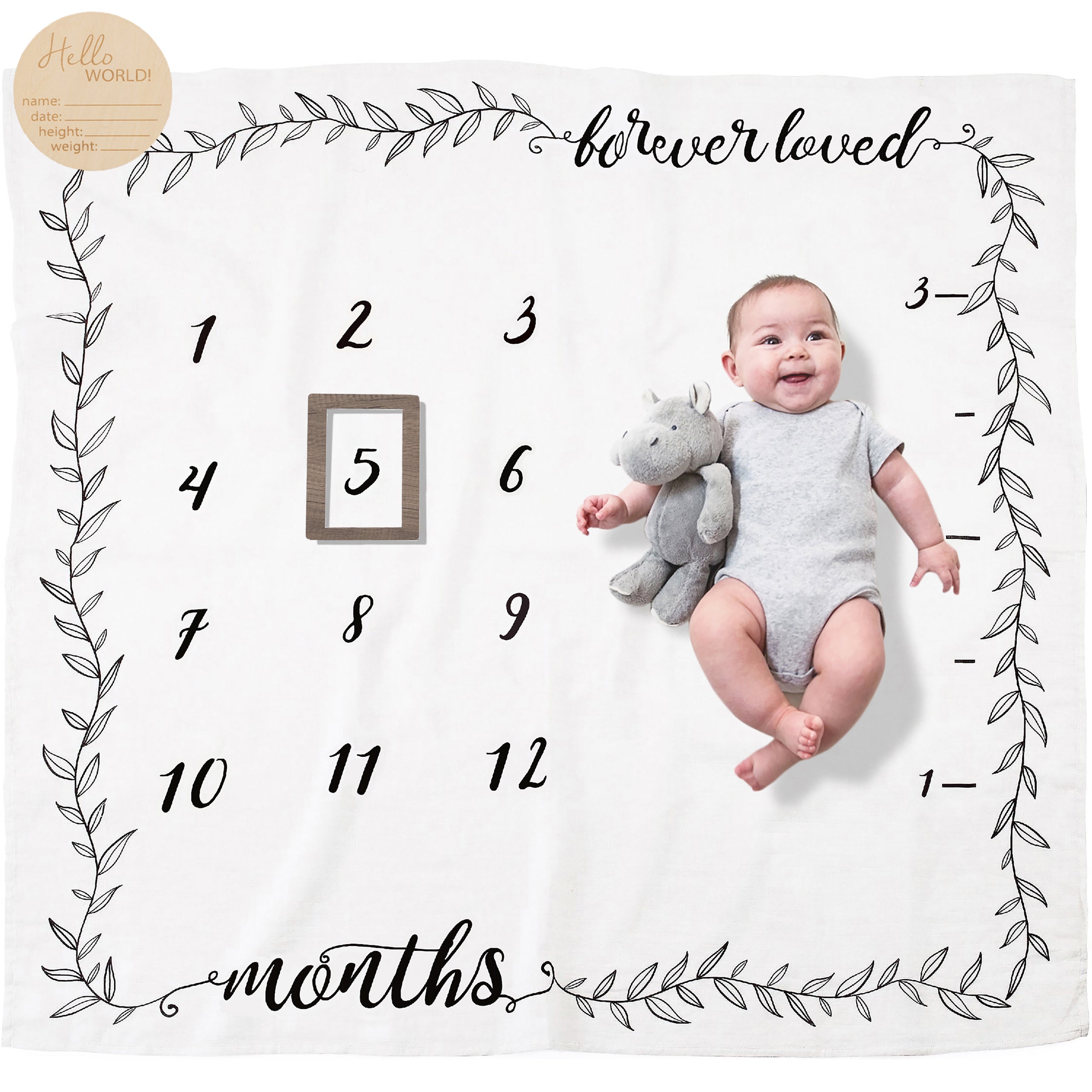 Organic Baby Monthly Milestone Blanket Gender Neutral - Forever Loved Milestone Blanket with Months Marker for Baby Girl or Boy - Pondering Pine product image