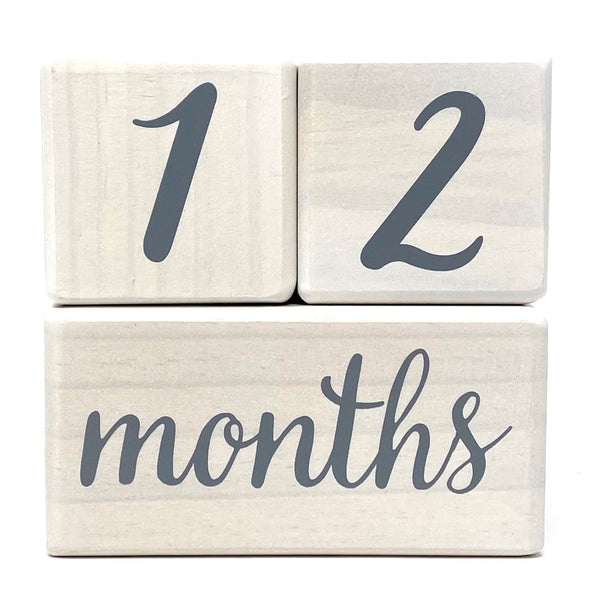 Wood Baby Age Blocks Baby Shower Birthday Gift Photo Prop