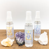 Crystal Infused Mists and sprays for face and body set intentions love money adundance peace 
