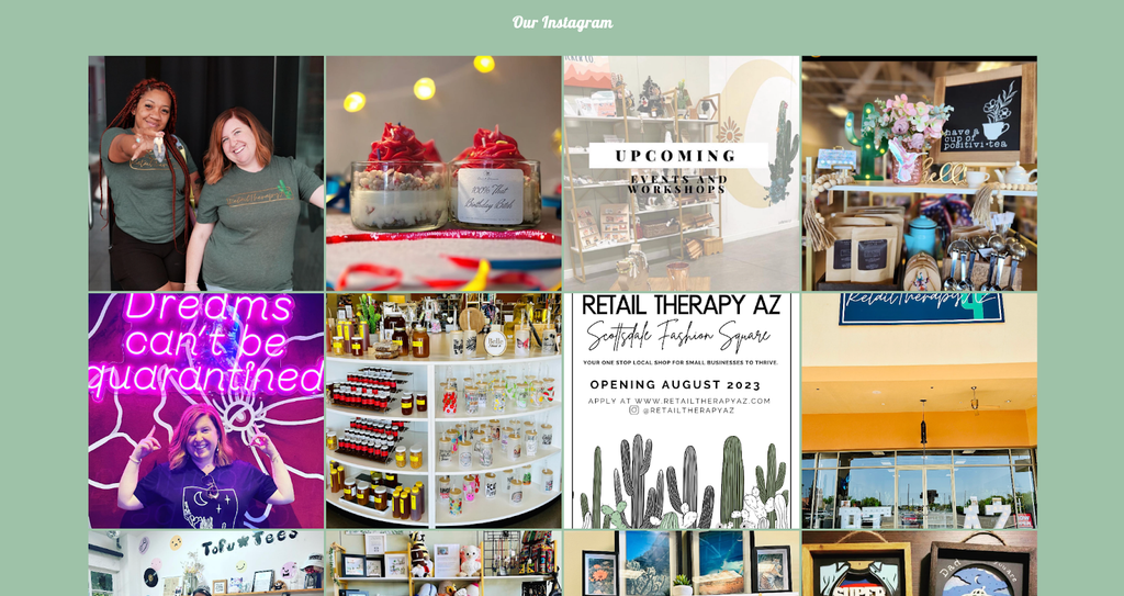 Retail therapy az instagram gallery on their Shopify store