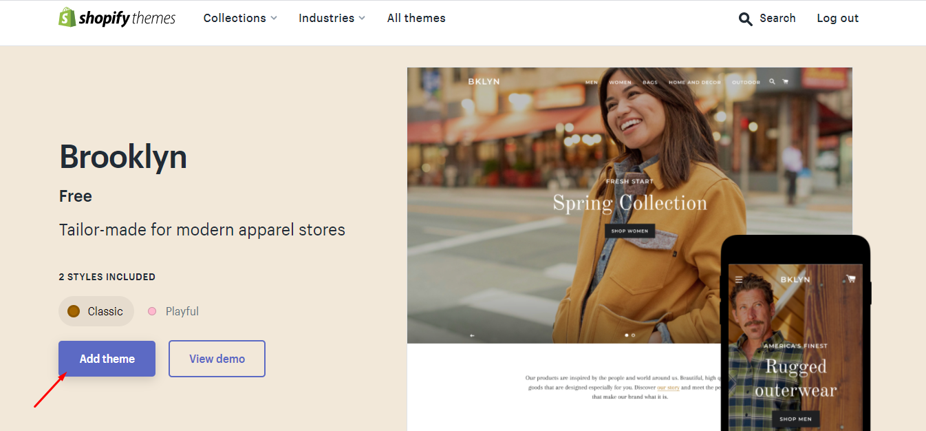 shopify brooklyn theme