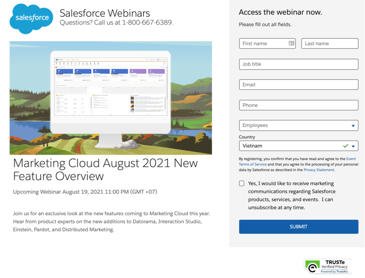 Salesforce Webinar Landing Page