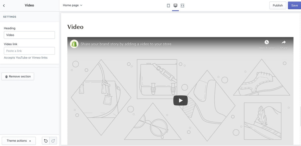 Homepage video Minimal theme Shopify