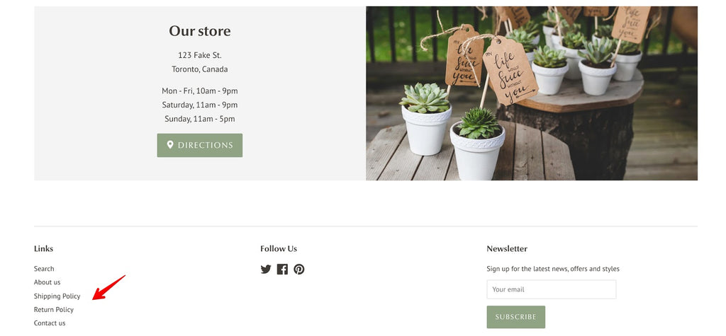 footer link Minimal theme