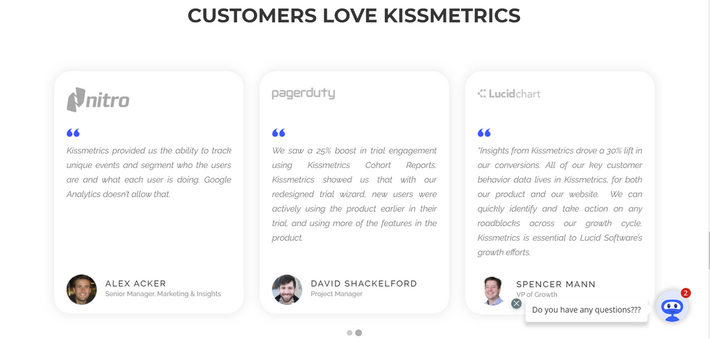 testimonials and the live chat in sales will increase conversion rates