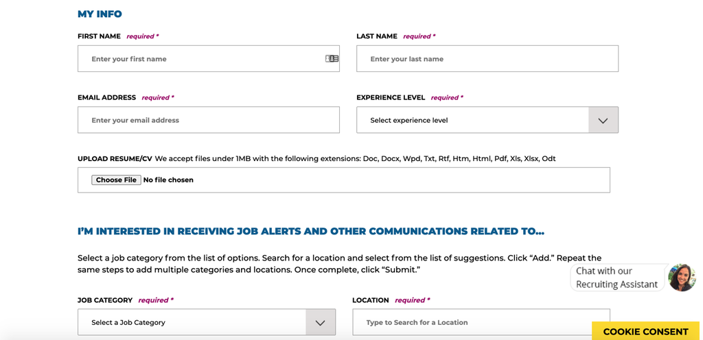 The webinar registration form