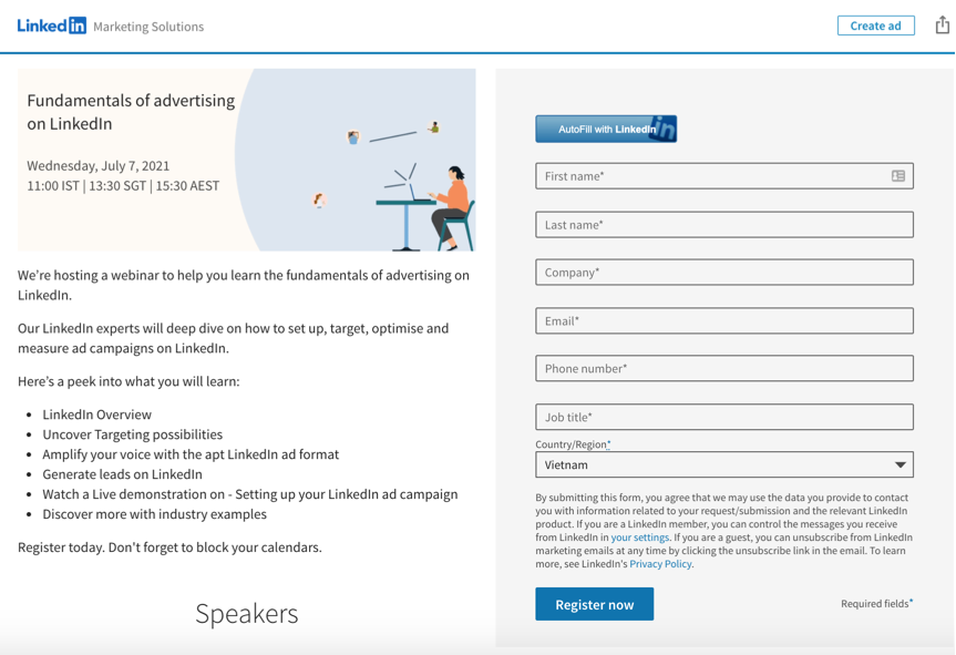 LinkedIn Webinar Landing Page