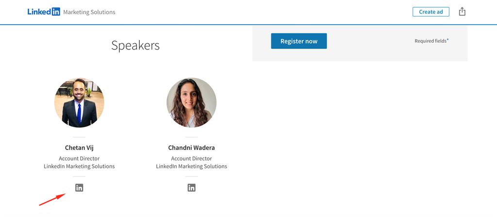 LinkedIn event's speakers