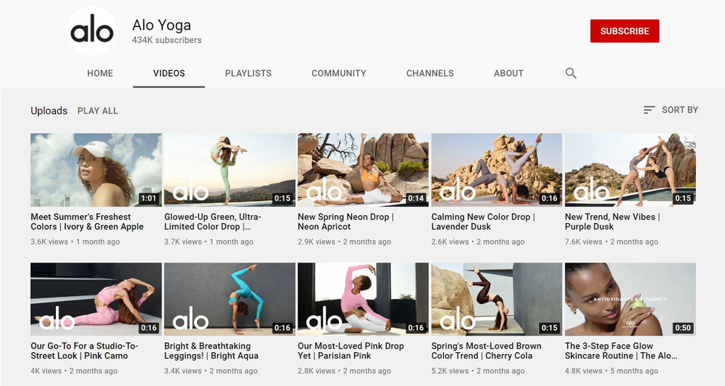 Alo Yoga Youtube channel