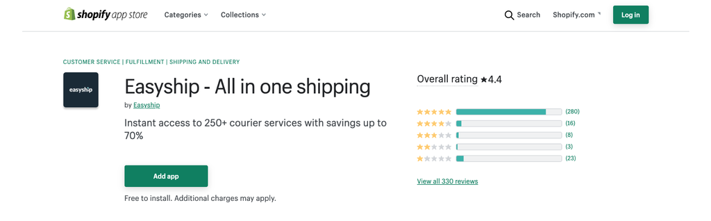 Easyship ‑ Shipping App with Free Plan, Shopify App