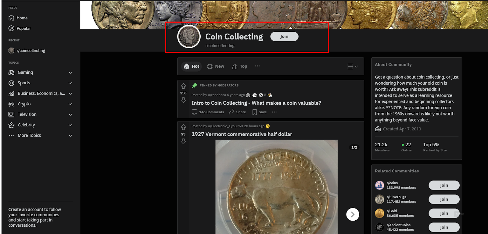 coin collecting group in reddit