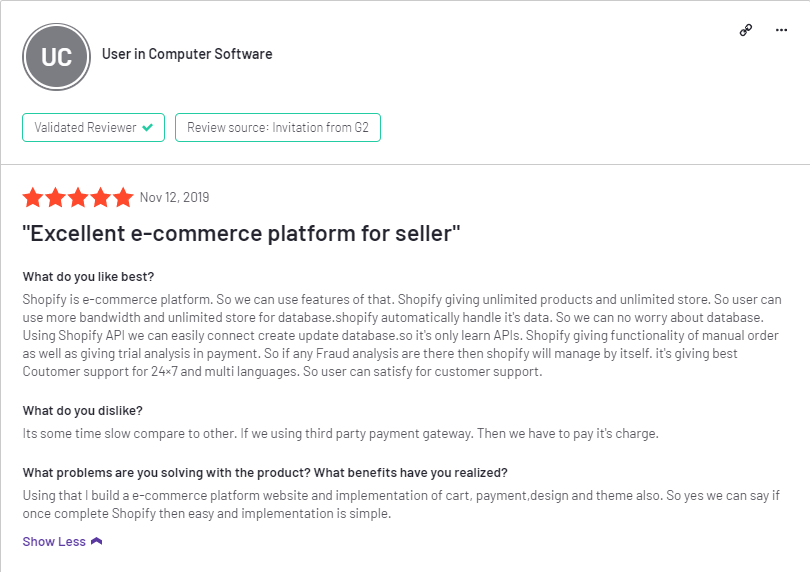Shopify Customer Review