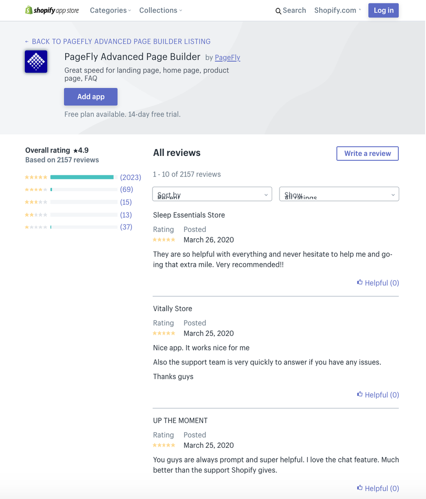 PageFly reviews