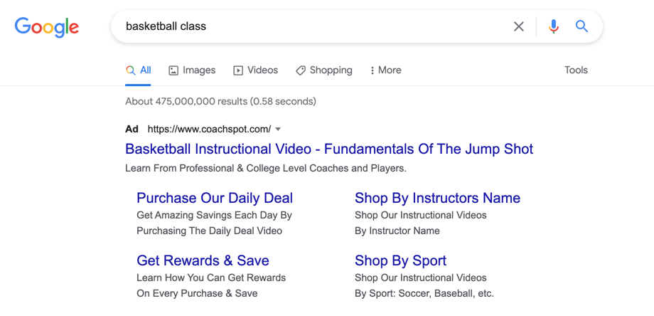 Coach Spot Google ad