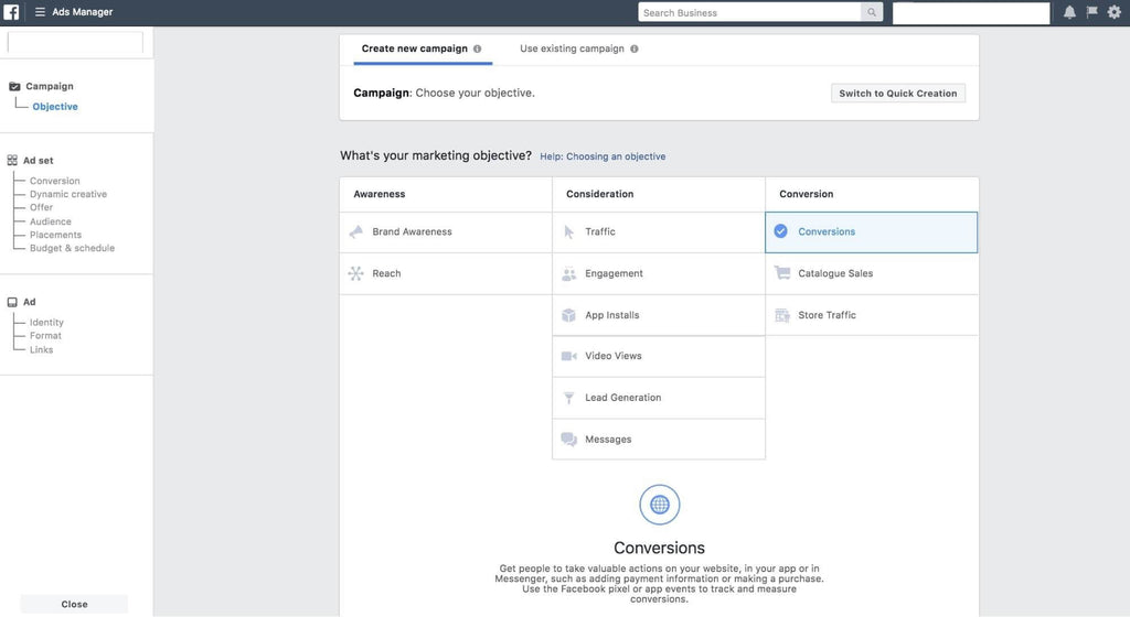 setting facebook ads objectives