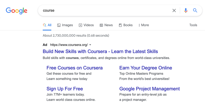 Coursera google ad