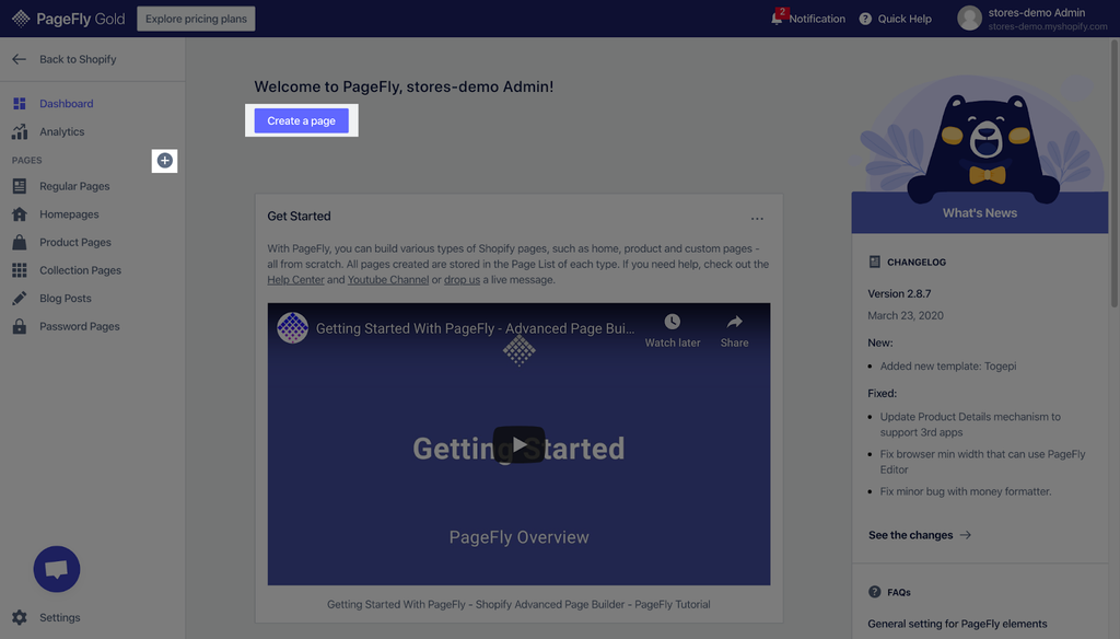 Create Page with PageFly