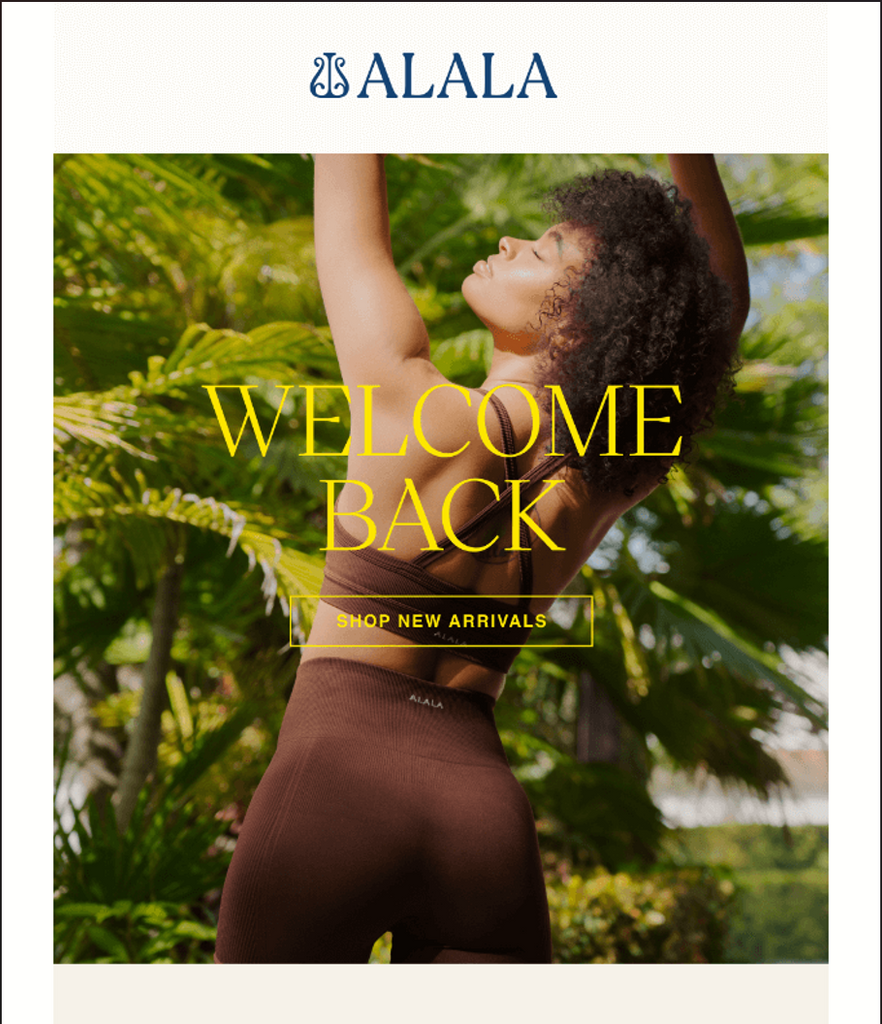 Alala’s welcome email that welcomes back lost customers