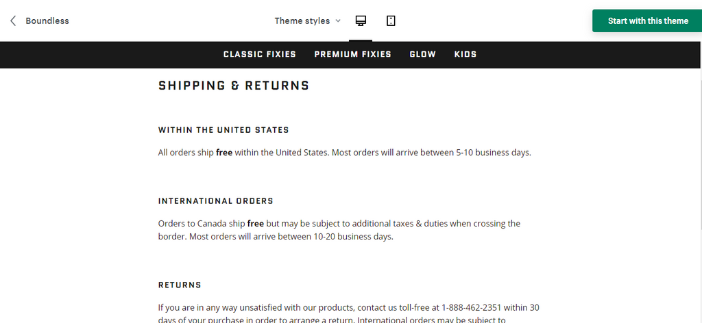 Shipping And Return Policy Template Shopify