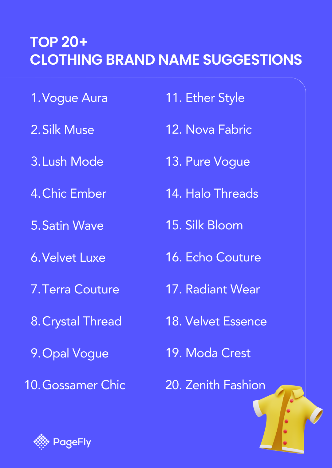 top 20 Clothing brand name suggestions