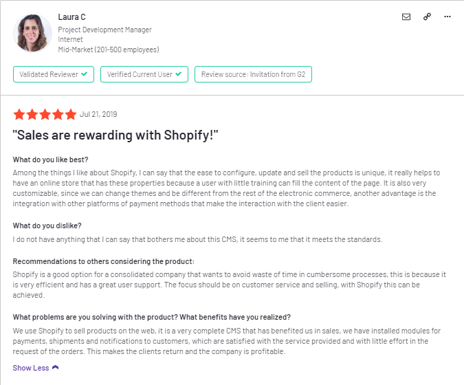 Shopify Customer Review