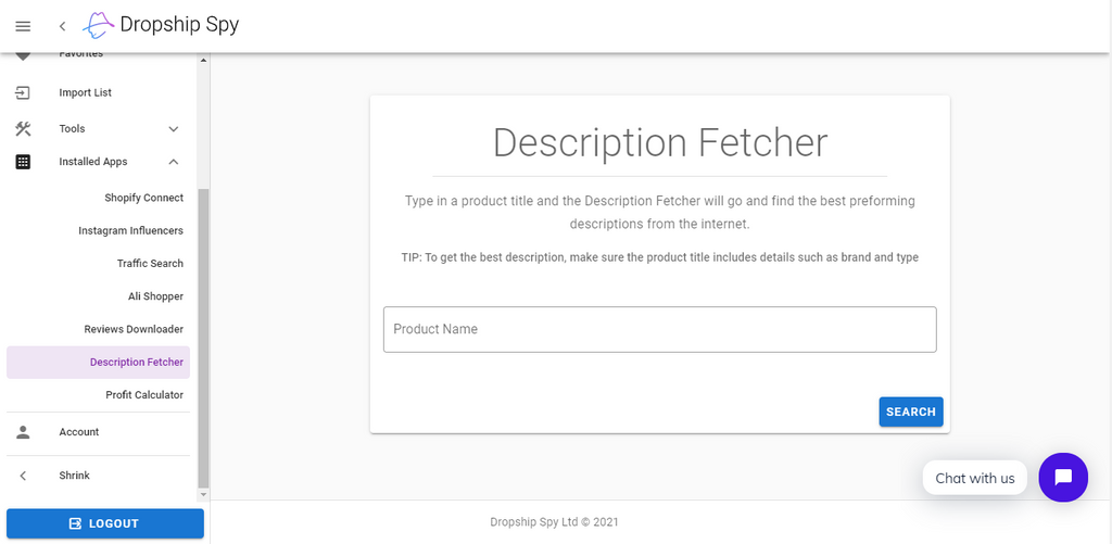 Description Fetcher on dropship store