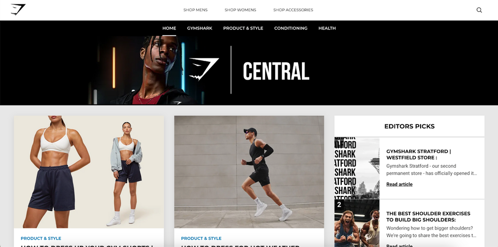 gymshark shopify blog posts