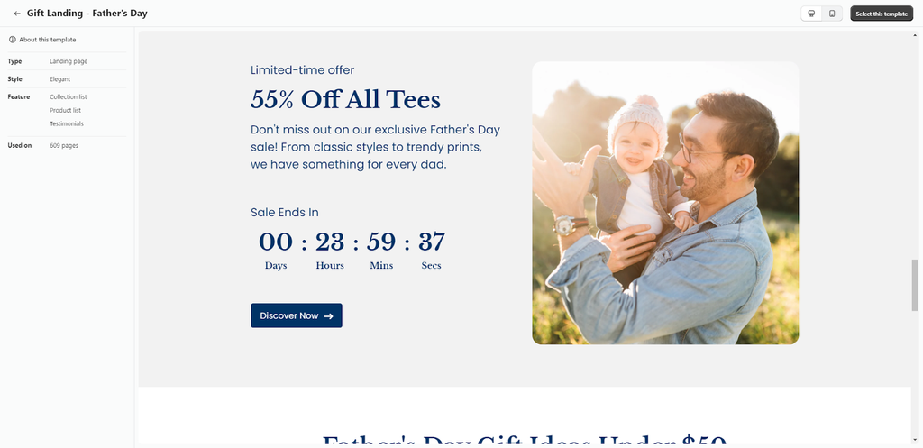 PageFly Father day gift landing page template