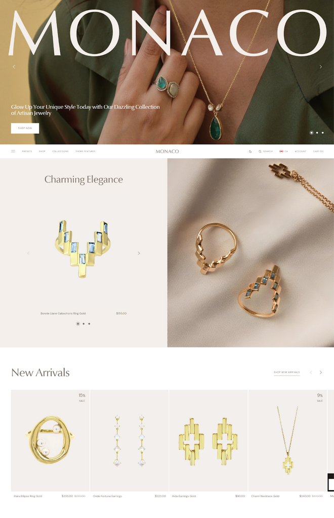 Monaco Shopify jewelry theme