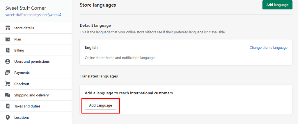 Add language to Shopify Markets