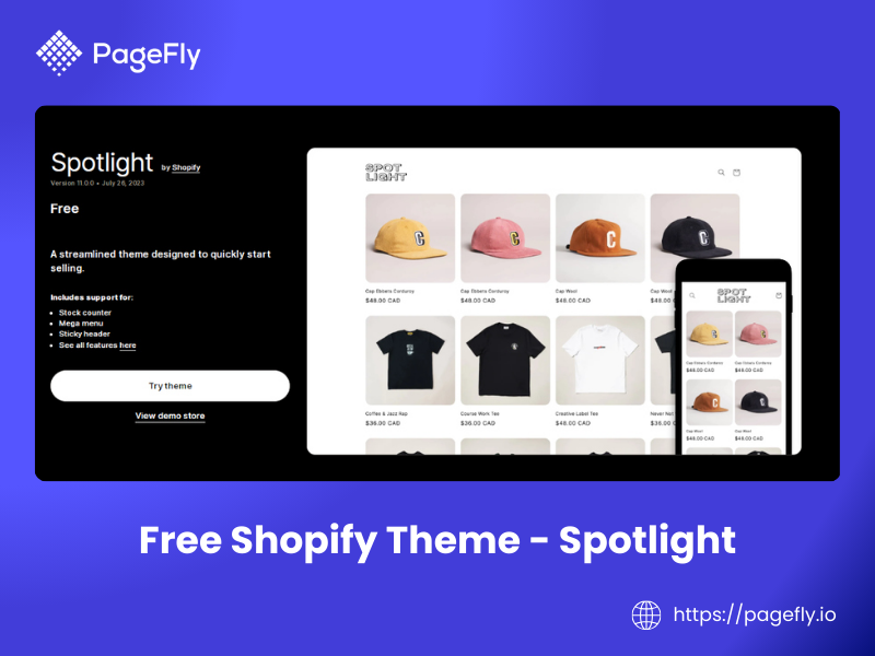 Is Spotlight a Shopify free theme?