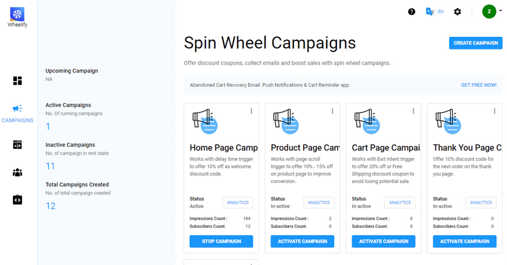 Screenshot of Wheelify interface