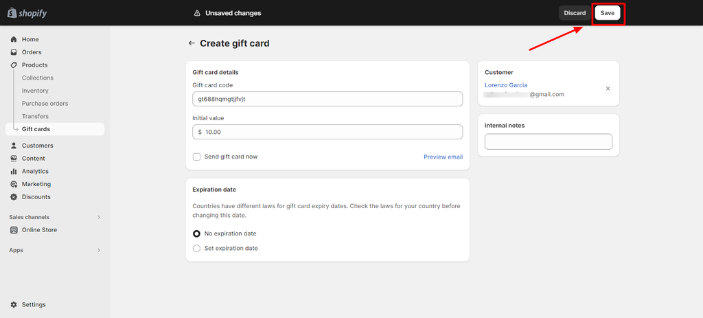 Creating gift cards for customers: image 5
