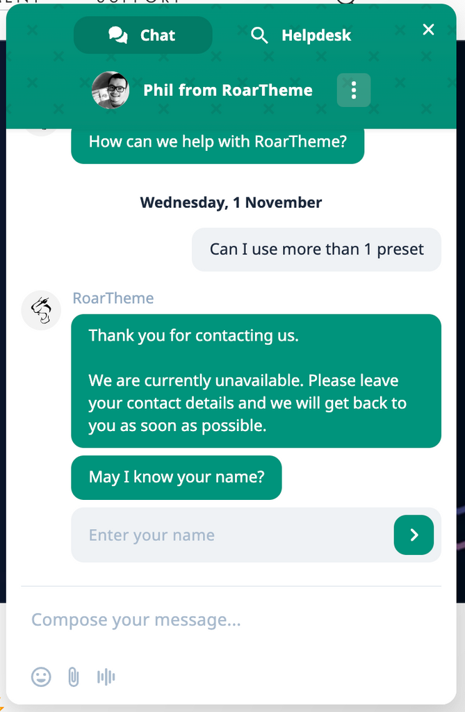 first live chat support