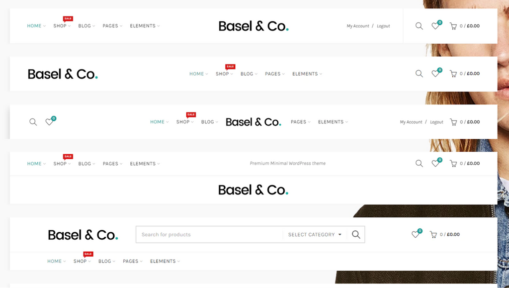 header layout of Basel theme
