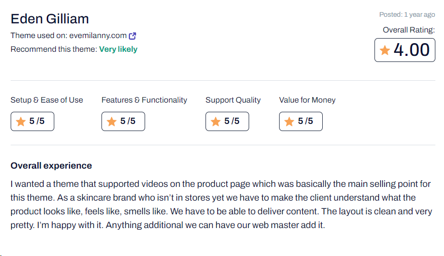 customer review Shopify theme Retina