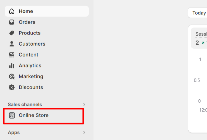 Online store button in the Shopify Admin